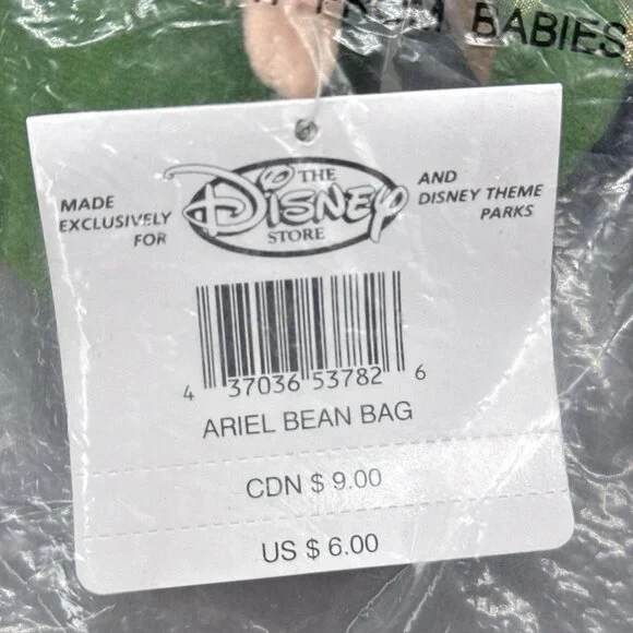 The Little Mermaid Ariel and Eric Plush The Disney Store Bean Bag 9" Stuffed Toy - Picture 6 of 8